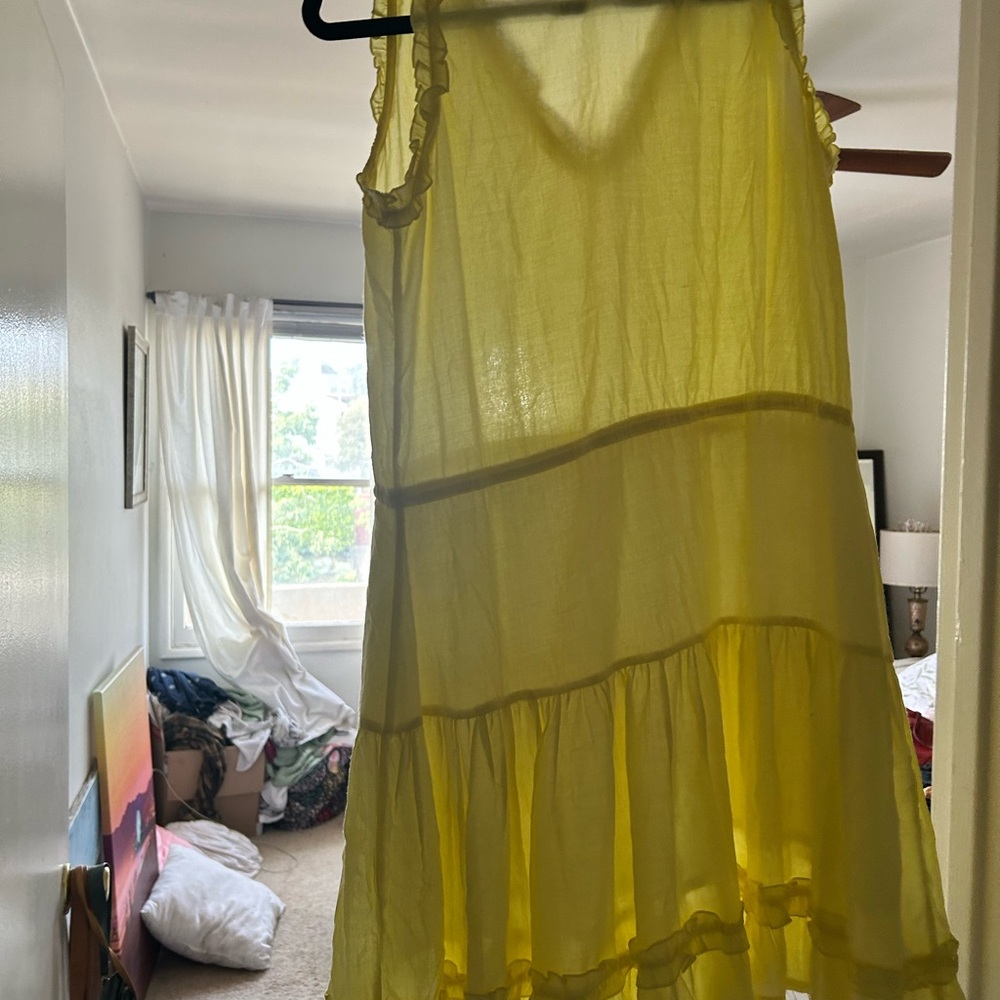 Walker & Wade Yellow Sleeveless Ruffle Dress NWOT